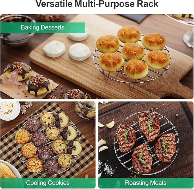 GSlife Instant Pot Steamer Rack - Stainless Steel Instant Pot Accessories, 2 Pack Steam Rack for 3, 6, 8 Qt Pressure Cooker, Cooking Cooling Steaming Baking Rack 7''