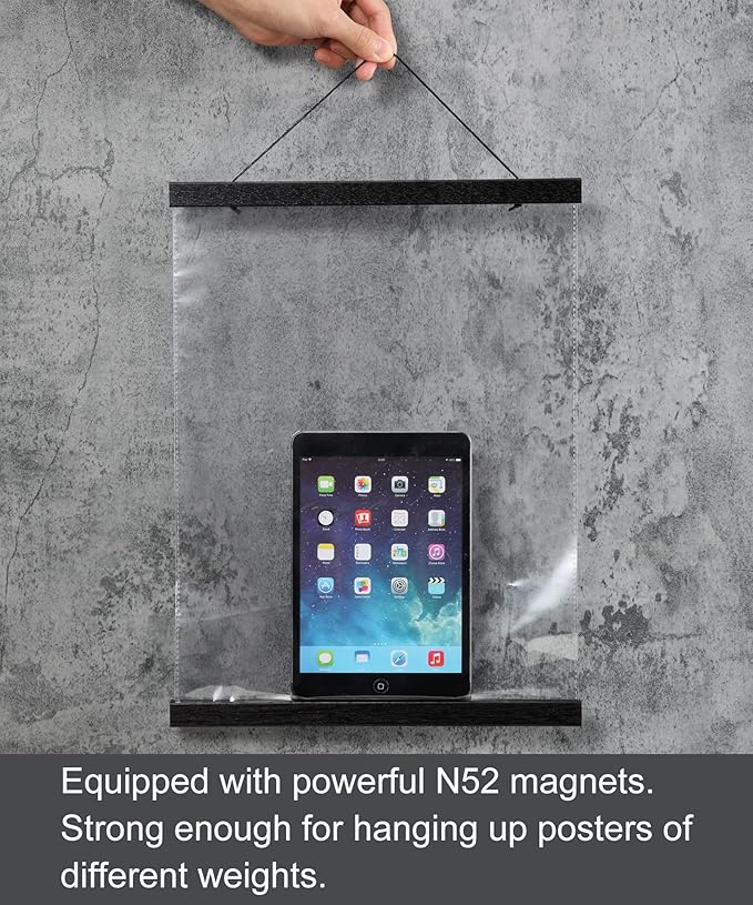 FALAMON 3 Pack Magnetic Poster Hanger Frame, 9x12 9x11 9x13 Magnet Poster Frame for Posters, Prints, Photos, Pictures, Maps, Scrolls, and Canvas Artwork (Black, 9")