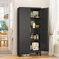 Metal Storage Cabinet With 2 Doors and 3 Adjustable Shelves, Black Kitchen Pantry for Food, Utility Cabinet for Laundry Room, Cupboard