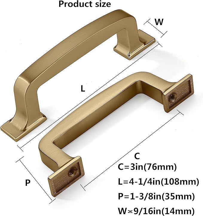 khtumeware 10 Pack 3 Inch Kitchen Cabinet Handles Brushed Brass Cabinet Pulls Brushed Gold Drawer Pulls Kitchen Cabinet Hardware Kitchen Handles for Cabinets Cupboard Handles Drawer Handles
