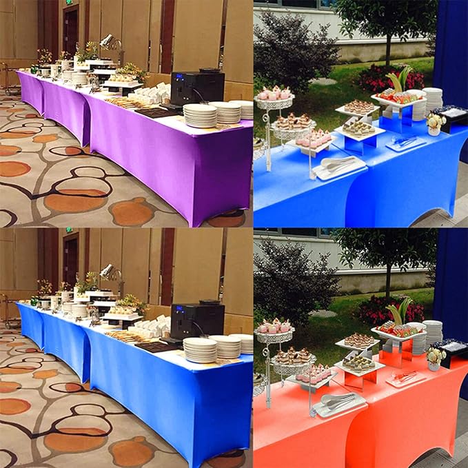 RELIANCER 1 Pack Stretch Spandex Table Covers for Rectangular Tables,8FT Elastic Fitted Tablecloth,Universal Rectangular Table Cloth Protector for Outdoor Party,Wedding,Bar,Birthday,Banquet,Events