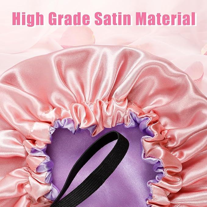 2PCS Kids Satin Bonnet,Silk Sleeping Bonnet,Adjustable Hair Bonnet for Kid,Reversible Double Layer Children Night Cap