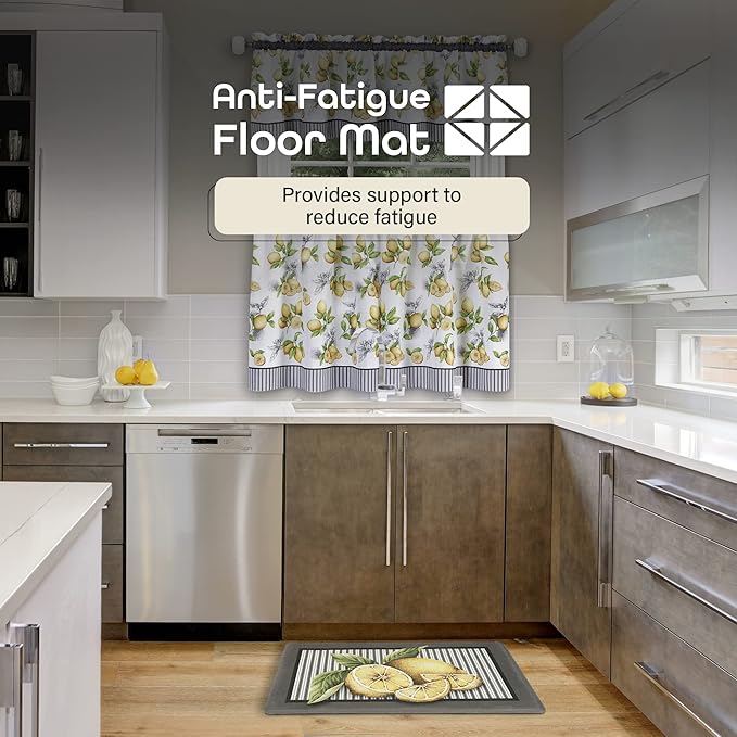 Anti-Fatigue Floor Comfort Mat - 18 x 30 Inch (Lemon Drop) - Waterproof Non-Slip Rug - Easy to Clean Cushioned Mat for Kitchen, Bathroom, Standing Desk & Office - Achim Home Decor