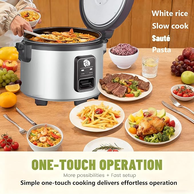 15L/15.8Quart (84 cups cooked rice) Extra Large Commercial Rice Cooker & Food Warmer Auto Keep Warm Electric rice cooker with One-Touch Operation for 60-70 people