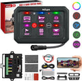 Nilight 6 Gang Switch Panel Circuit Control Relay System APP RGB Backlight Fuse Wiring Harness Toggle Momentary Strobe Flash Modes Automatic Dimmable 12V 24V ON Off Pod for Car Truck Camper SUV