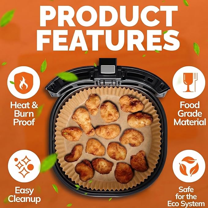 6.5 inches Round Air Fryer Liners Disposable Parchment Paper Liner Airfryer 3-5 QT Basket inserts Filter Sheets EXTRA THICK 40 GSM - Pack of 125