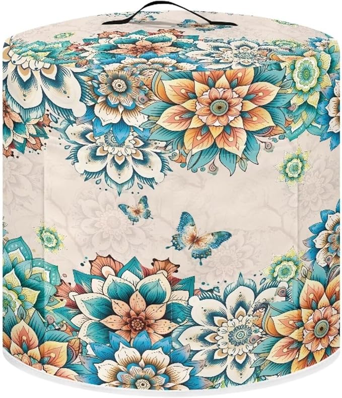 8 Quart Pressure Cooker Cover Air Fryer Accessories, Stain Resistant Washable Electric Appliance Cover with Pockets for Home Kitchen Decor, Boho Flower Butterfly