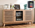 60" Beverage Cooler Cabinet with Built-in Mini Fridge – 24-Can Capacity Beverage Refrigerator for Home Bar or Office – Wine & Coffee Bar Cabinet with Storage – Brown