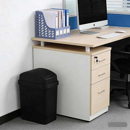1.8 Gallon Swing Top Trash Can, Small Swing Garbage Can, Black