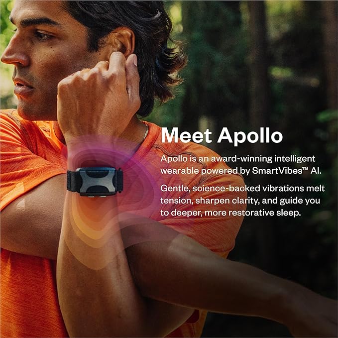 Bundle of Apollo Neuro Wearable (Twilight) & 12-Month SmartVibes AI Membership + Sleep Band (Black)