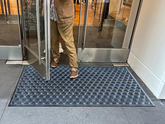 Subhera Heavy-Duty Commercial Rubber Mat, Non-Slip Drainage Mat for Restaurant Kitchens, Bars & Entrances, Anti-Fatigue, All-Weather Floor Safety Mat (1 Pack - 36 x 60 Inches)