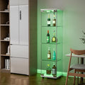 Yoluckea 4 Shelves Glass Display Cabinet with LED Light and Door, Floor Standing Clear Glass Curio Cabinet Collection for Living Room Bedroom 64.7”x16.7”x 14.3” White(Upgrade Assembly)