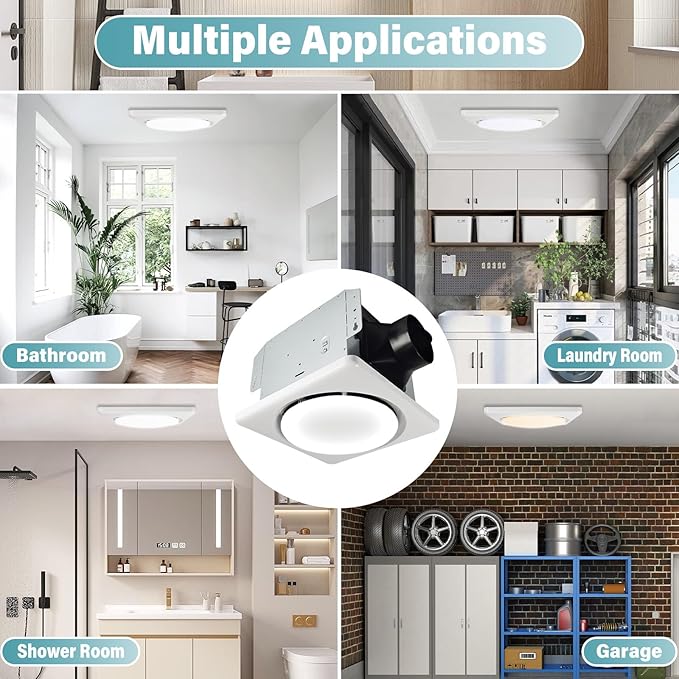 Bathroom Exhaust Fan with Light, UL HVI Certificated 120 CFM 1.2 Sones, 41W Bathroom Fan with Light for Home, 1500lm LED Light 2700K/4000K/6500K 2 pack