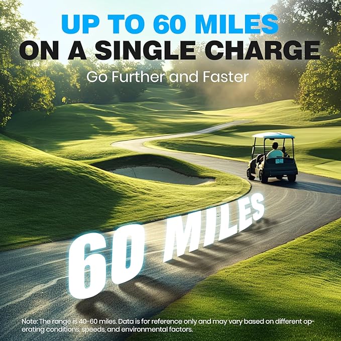 72V (70.4V) 105Ah Lithium Golf Cart Battery, Built-in 200A BMS, with Touch Monitor & Mobile APP, 4000+ Cycles LiFePO4 Battery, Max 14.08kW Power Output, Perfect for Golf Carts