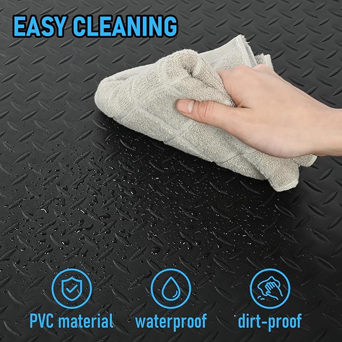 2 x 5 FT Anti Fatigue Mats Industrial 15/16 Inch Thick Soft Sponge Ergonomic Mat Durable Heavy Duty Diamond Plate for Standing Non Slip Industrial Grade Floor Mat for Leg & Back Pain (Black)
