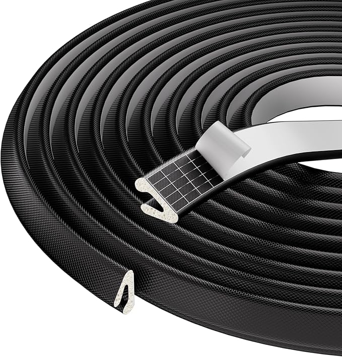 V Shape Thin Foam Weather Stripping Door Frame Seal Strip 19.7FT Black, Draft Stopper, Insulation Winter, Weatherstripping, Gap Sealing, Soundproofing, Self-Adhesive Used for Exterior Front Door Side