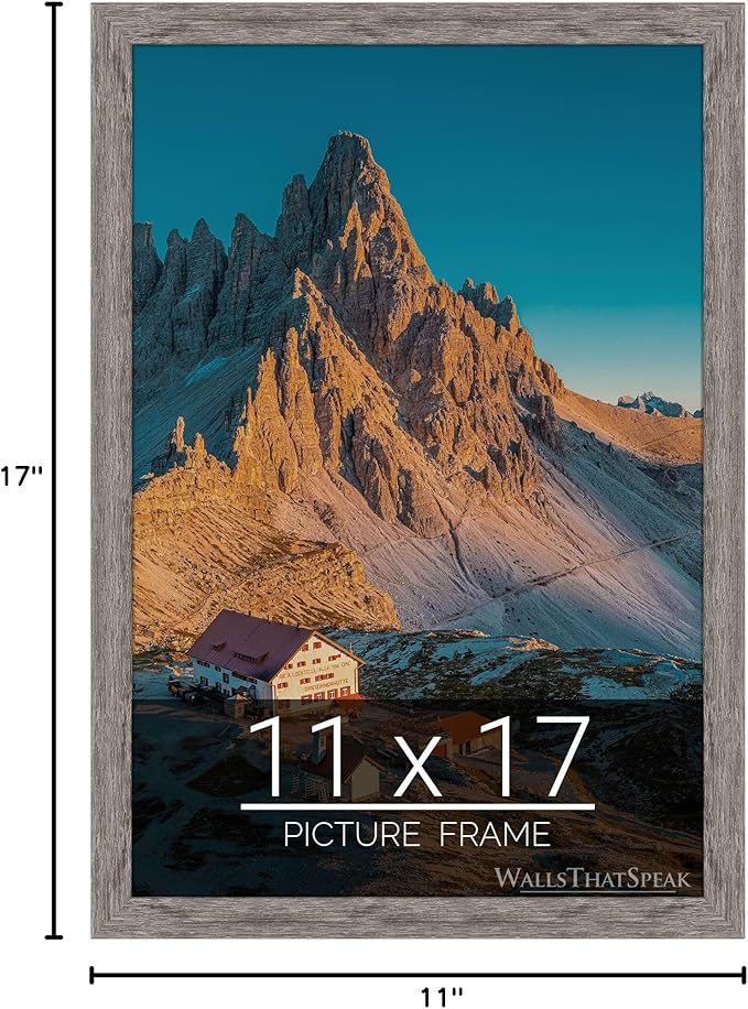 wallsthatspeak 11x17 Gray Barnwood Picture Frame for Puzzles Posters Photos or Artwork