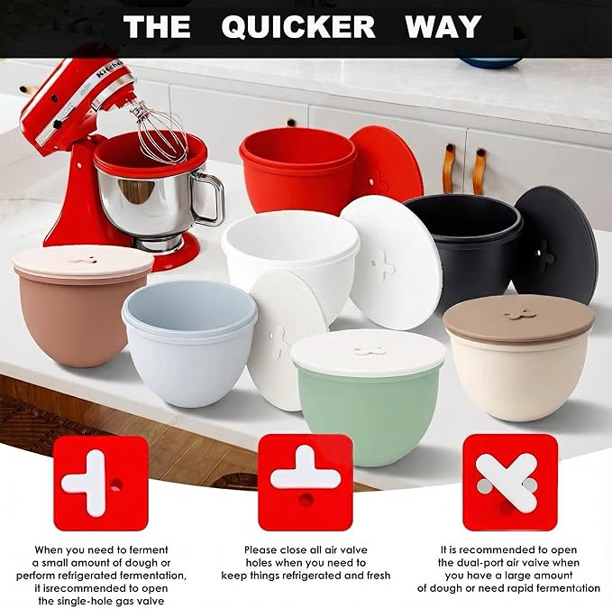 Omoiyari Premium MINT Silicone Bowl Liner with Lid for KitchenAid 5-Qt Tilt-Head (Only), 2mm Extra-Thick Silicone, Odour-Free & Heat-Resistant, Air Valve for Dough Proofing, Dishwasher Safe, BPA Free