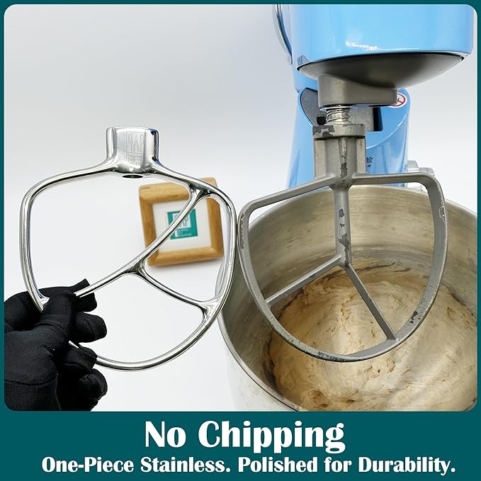 Flat Beater Replacement 5.5-Quart Stand Mixer/Polished 18/8 Stainless Steel Accessories/No coating/Dishwasher Safe