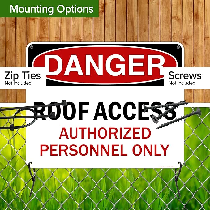 Danger Roof Access Authorized Personnel Only Sign, 24x30 Inches, 55 mil thick HDPE (high density polyethylene), Made in USA by My Sign Center