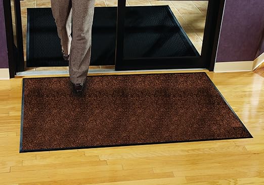 Guardian Platinum Series Indoor Wiper Floor Mat, Rubber with Nylon Carpet, 2'x19', Brown