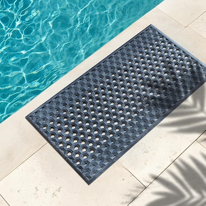 Subhera Heavy-Duty Commercial Rubber Mat, Non-Slip Drainage Mat for Restaurant Kitchens, Bars & Entrances, Anti-Fatigue, All-Weather Floor Safety Mat (1 Pack - 36 x 60 Inches)