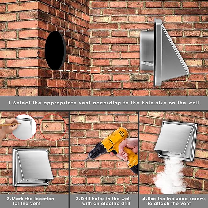 4-Inch External Extractor Wall Vent Cushioned Non Return Flap
