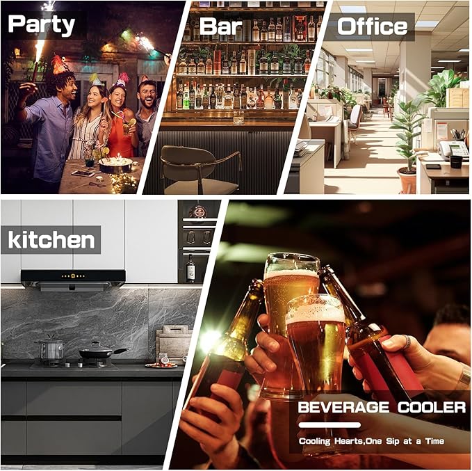 3.2 Cu.ft Beverage Refrigerator Cooler, 126 Can Mini Fridge with Glass Reversible Door, Digital Temperature Display for Soda, Beer or Wine For Office Bar with Adjustable Removable Shelves