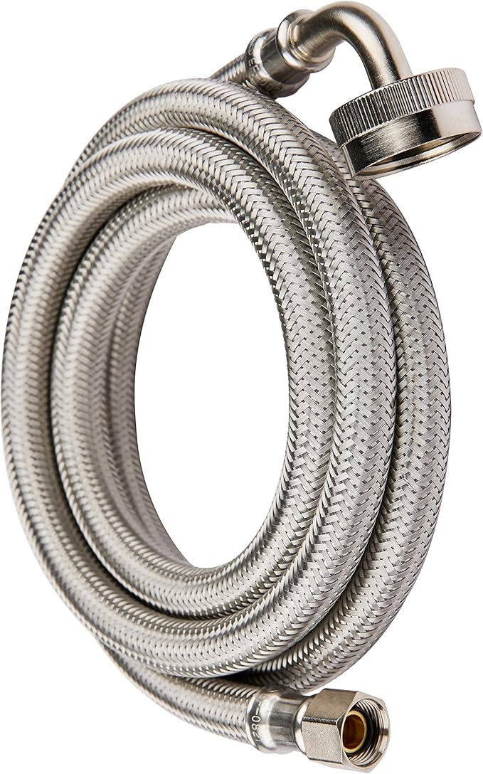 EFIELD Appliance Accessories Dishwasher Hose with 90 Degree FGH Elbow, 4 Feet Length,Water Supply Line, Premium Braided Stainless Steel,(HOSE010)