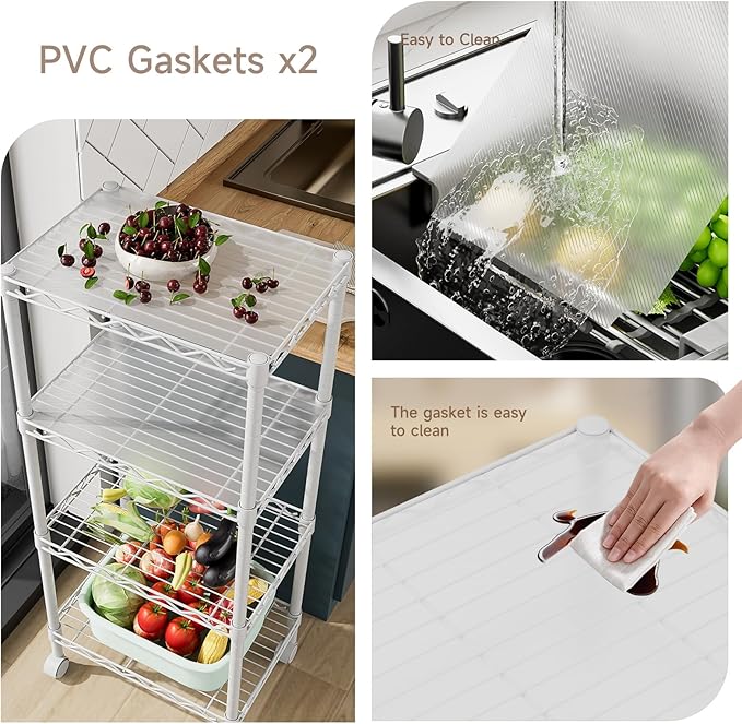 4 Tier Adjustable Storage Shelves Metal Utility Shelf Wire Shelving Unit Organizer Rack for Home Kitchen Office Bathroom Pantry Room 12" D x 18" W x 44.5" H