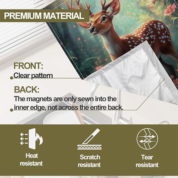 Magnetic Dishwasher Cover,Beautiful Deer Reusable Dishwasher Magnetic Cover Forest Decorative Door Covers Panel for Home Kitcen 23" x 26"