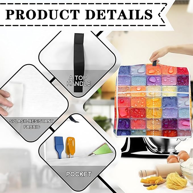 Mixer Dust Cover for 6-8 Qt Stand Mixer, Cloth Cover with 2 Storage Pockets for Stand Mixer Protective Covers Large for 6-8 Quart Mixer