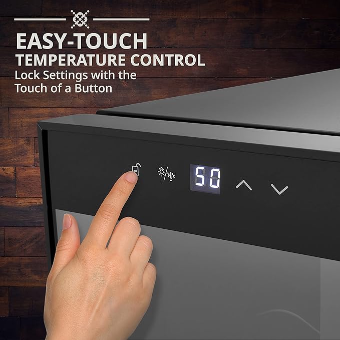 Ivation 18 Bottle Compressor Wine Cooler Refrigerator w/Lock | Large Freestanding Wine Cellar For Red, White, Champagne or Sparkling Wine | 41f-64f Digital Temperature Control Fridge Glass Door Black