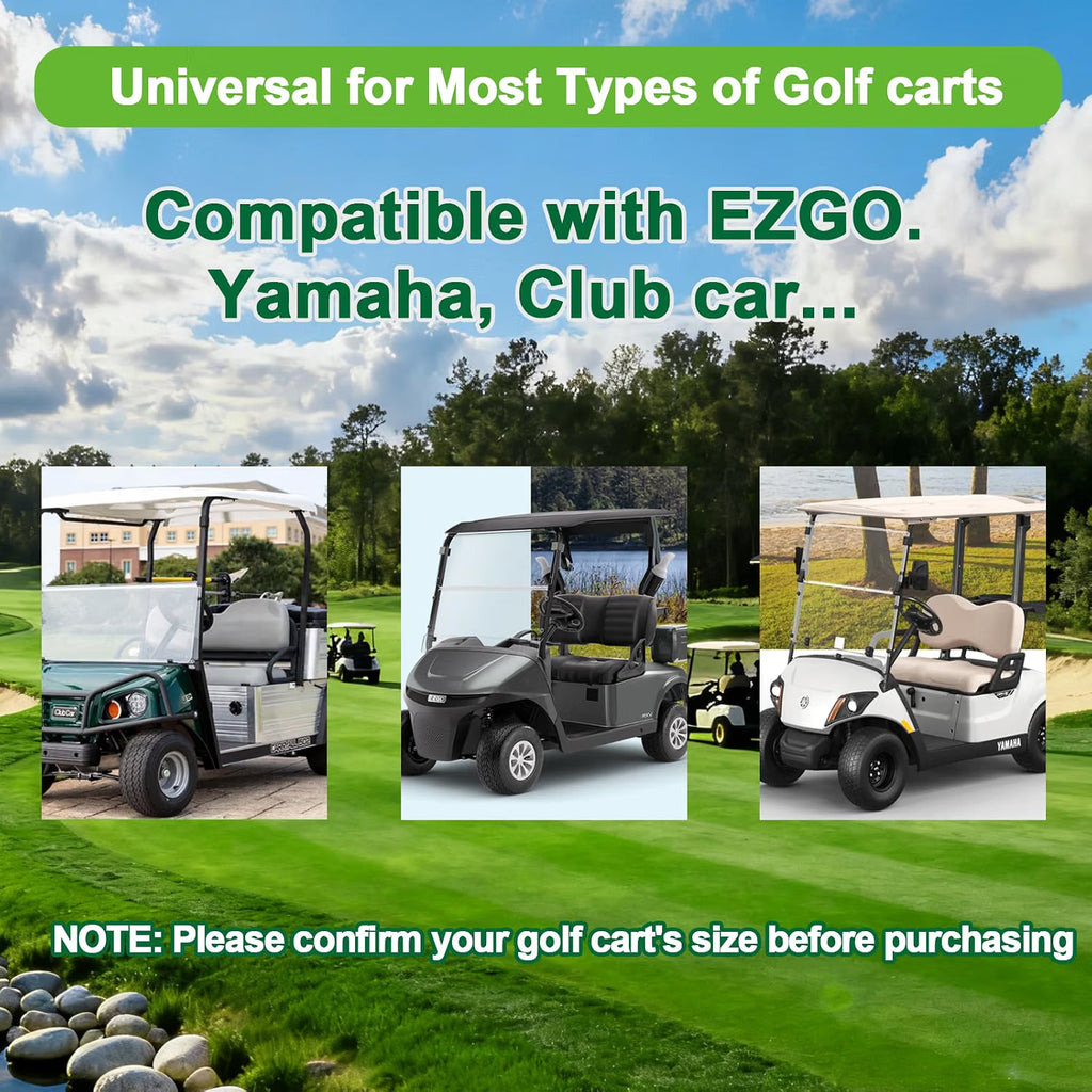 Golf Cart Seat Cover, Universal Bench Seat Cover with Storage Pockets, Non-Slip Seat Protector for Golf Cart, Fits EZGO Club Car Yamaha, Easy Install, Black