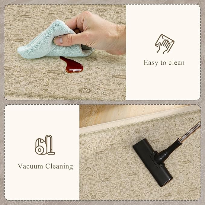 KIMODE Kitchen Mats for Floor Cushioned Anti Fatigue,Boho Farmhouse Kitchen Rugs Sets of 2,Cushioned Floor Mats Non Slip,Memory Foam Kitchen Mat for Laundry Sink Office Home,Khaki