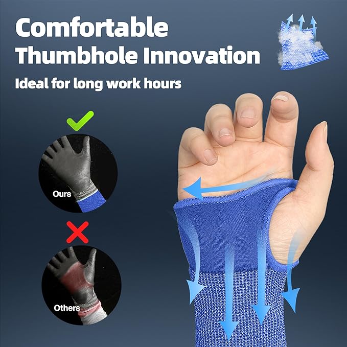 Schwer 2 Pairs AIR-SKIN ANSI A6 Cut Resistant Arm Sleeves for Men & Women S902, Non-PFAS Arm Protectors for High Risk Work, Arm Protectors for Thin Skin, Gardening Sleeves for Farming