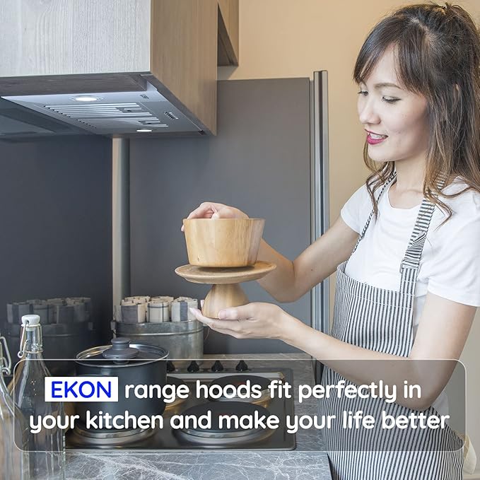 Range Hood Insert, EKON NAB01-36IN 900CFM Built-in Range Hoods Ducted/Ductless with 4 Speeds Soft Touch Panel Control/Dishwasher-safe Filters, Kitchen Hood for Over Kitchen Stove