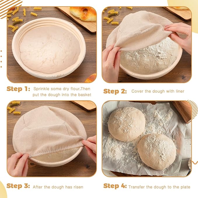 Gejoy 20 Sets Bread Proofing Baskets Bulk Banneton Dough Proofing Bowls Kit with Cloth Liner Sourdough Basket for Home Sourdough Bakers Supplies(Round,9 Inch)