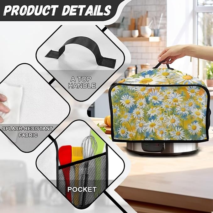 Daisy Slow Cooker Dust Cover Oval 6-8 Qt Dragonfly Crock Pot Cover Fits Most 6-8 Quart Oval Slow Cooker Convenient