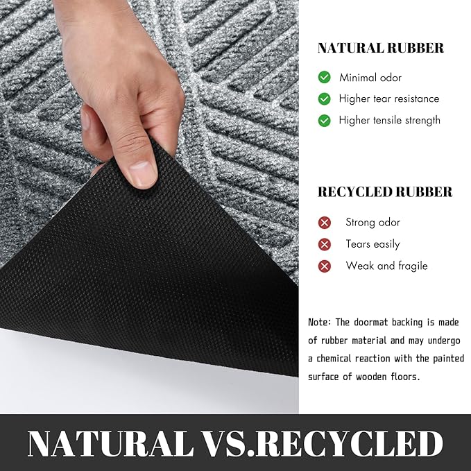 Yimobra Large Door Mat 47x24, All-Season Waterproof Outdoor Mats for Front Door Entrance with Drainage Holes, Heavy Duty Non-Slip Doormat for Garage Patio Entryway Indoor, Black Gray