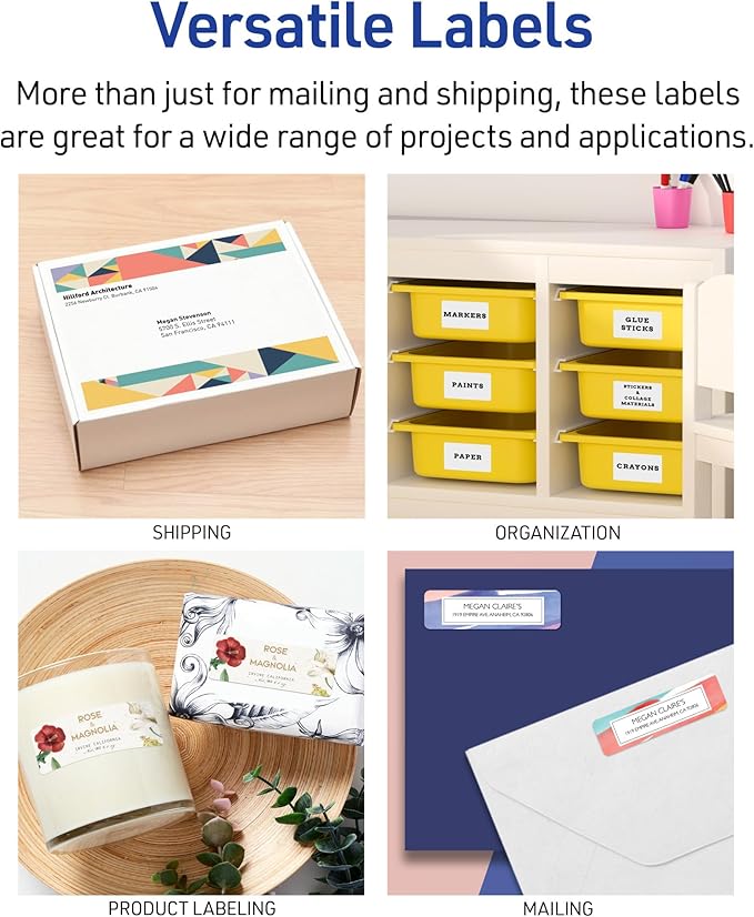 Avery Half-Sheet Printable Shipping Labels, 5.5" x 8.5" Customizable Stickers, White, 1,000 Blank Mailing Labels Total, Great for Mailing, Shipping, Organizing, and More (5-Pack of 5126)