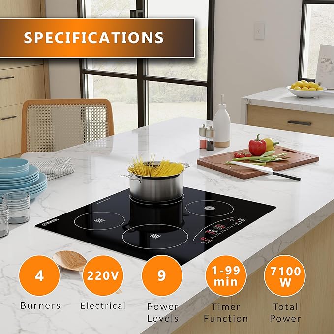 Equator 24-inch Electric Hybrid Cooktop with 2 Induction & 2 Ceramic Burners Dual Cooking Modes for Flexible, Fast, and Efficient Cooking Sleek Built-in Design