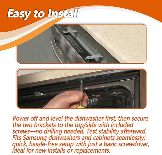 4Pcs DD98-01051C Dishwasher Installation Bracket kit Fit for Samsung DW80M9550UG DW80M9990UM DW80M9550US DW80R9950UG DW80R9950UT DW80R7060US DW80R7061US