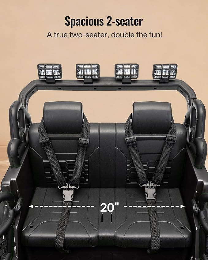 2 Seater Ride on Car Toy, 24V 4WD Electric Car for Kids 4-8 with Remote Control, 4x200W Motors, Capacity 110 lb - Black