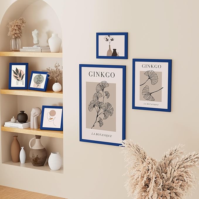 Vittanly 11x17 Picture Frame, Solid Wood Frame with Plexiglass, Includes 8x12 Mat, Wall Hanging for Photos, Home Decor, Royal Blue, 1 Pack