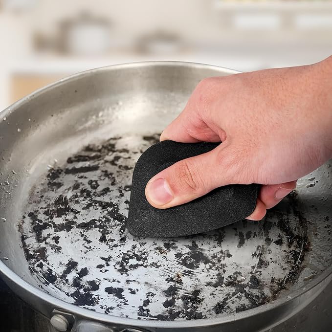 Pan Scraper Food Scraper cast Iron Tool and Cast Iron Pan & Grill Set with Bonus Cleaning Brush(3 Pack)