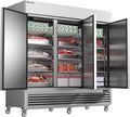 Coolski 82'' Commercial Freezer 3 Doors, Reach-In Upright Freezer for Restaurants Bars Garages, 72 Cu.Ft Auto Defrost -13 to -5℉ Temp Control Fan Cooling, ETL NSF Approved
