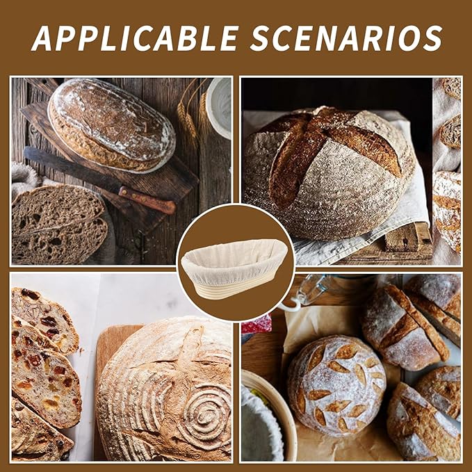 6 Packs Oval Banneton Cloth Liner for Bread Sourdough Proofing，10 inches，Natural Rattan Bread Proofing Cover for Banneton Basket Homemade Baking Dough（Basket Not Included）