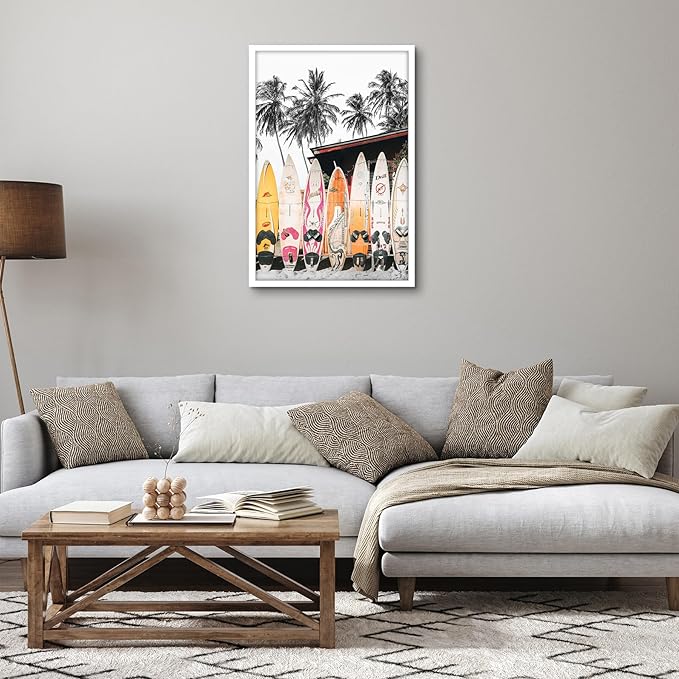 Americanflat 24x36 Poster Frame with Polished Plexiglass - Streamline Collection - Thin Border Picture Frame for Wall Display - Hanging Hardware Included - White