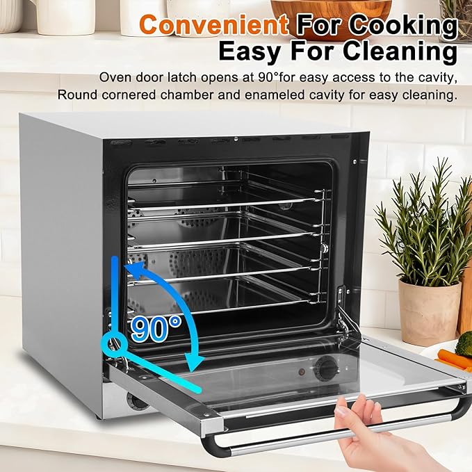 Commercial Covection Oven, 66Qt/62L, Half-Size Electric Convection Oven Contertop, 1750W, Enameled, Stainless Steel Chamber, 4-tier Toaster, for Catering, Bakeries, Hotel, CSA Certification